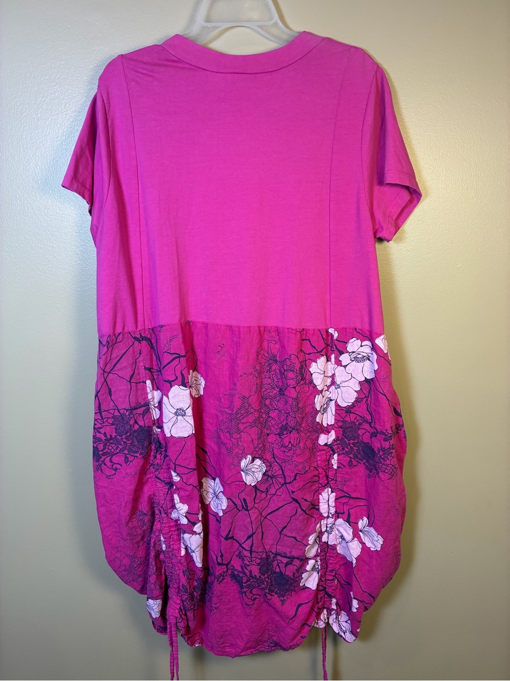 TG.U Made in Italy Linen Viscose Combo Drawstring Detail Floral Dress - Picture 10 of 12